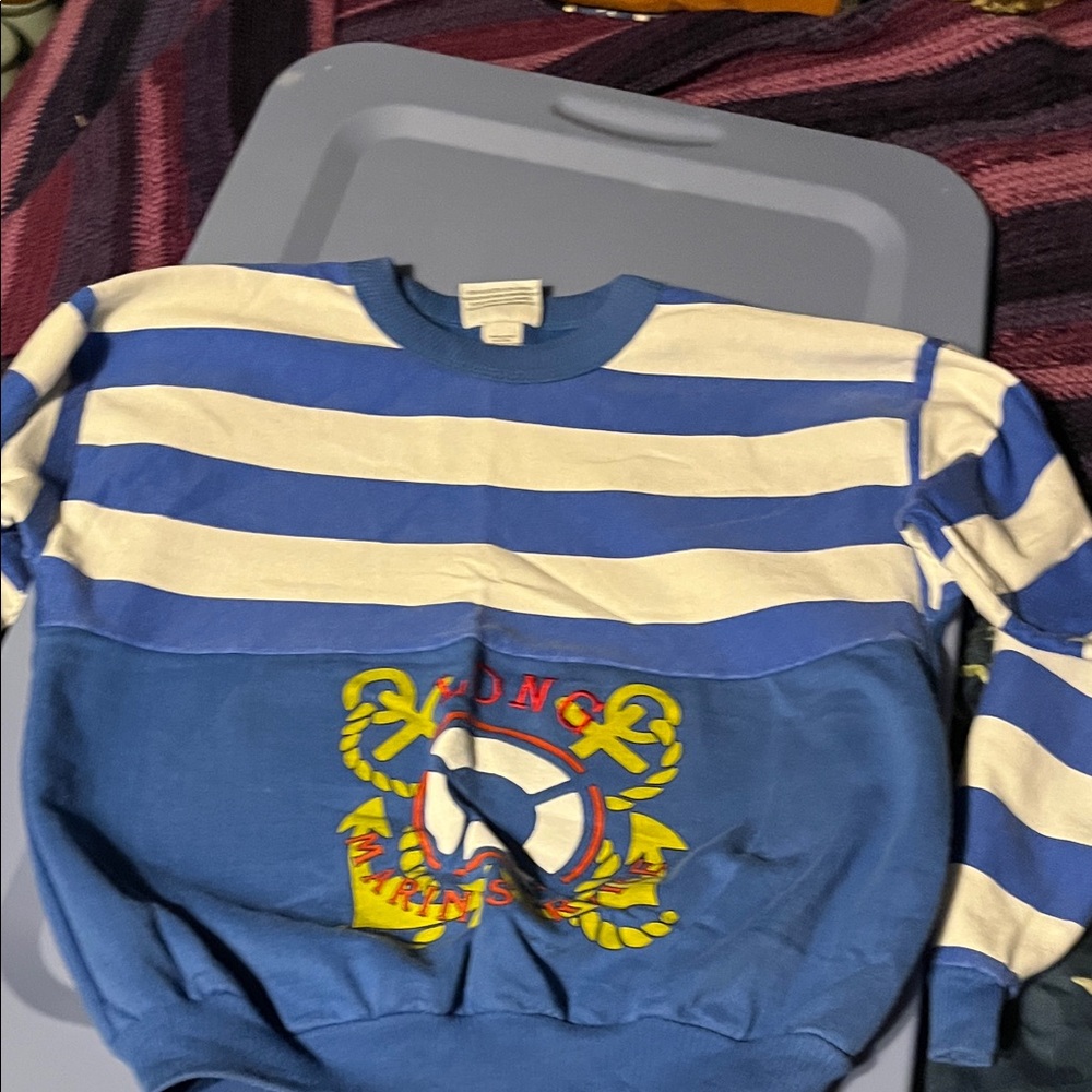 True Vintage Marine Service Striped Crewneck